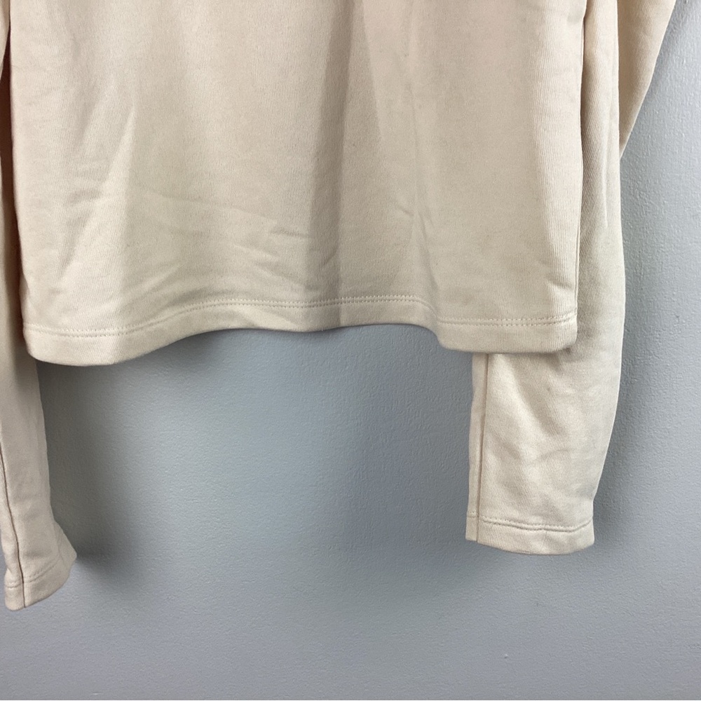 Zara Women’s Puff Sleeve Beige Cropped Crew Neck Pullover Sweatshirt Top S - NWT - Picture 6 of 10